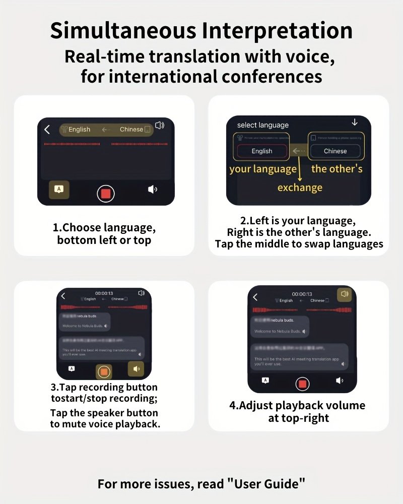 Translate Smart Wireless Headphones That Support Simultaneous Interpretation in 144 Languages, Feature a Voice Assistant, And Provide Accurate Real-Time Voice Translation Anytime And Anywhere, Making Them The Best Choice for Business Meetings. - Image 10