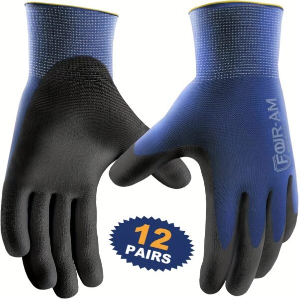 12 Pairs Ultra-Thin Safety Work Gloves - Superior Non-Slip Grip with Comfortable Elastic Knit Wrist Cuff for Effortless Daily Tasks! - Image 11