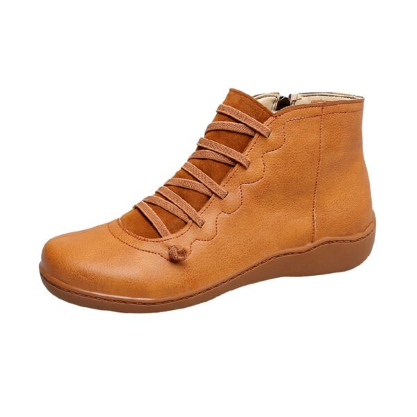 Women's Flat Lace Up High Top Boots, Solid Color Comfortable Zipper Flat Sneakers, Women's Footwear - Image 28