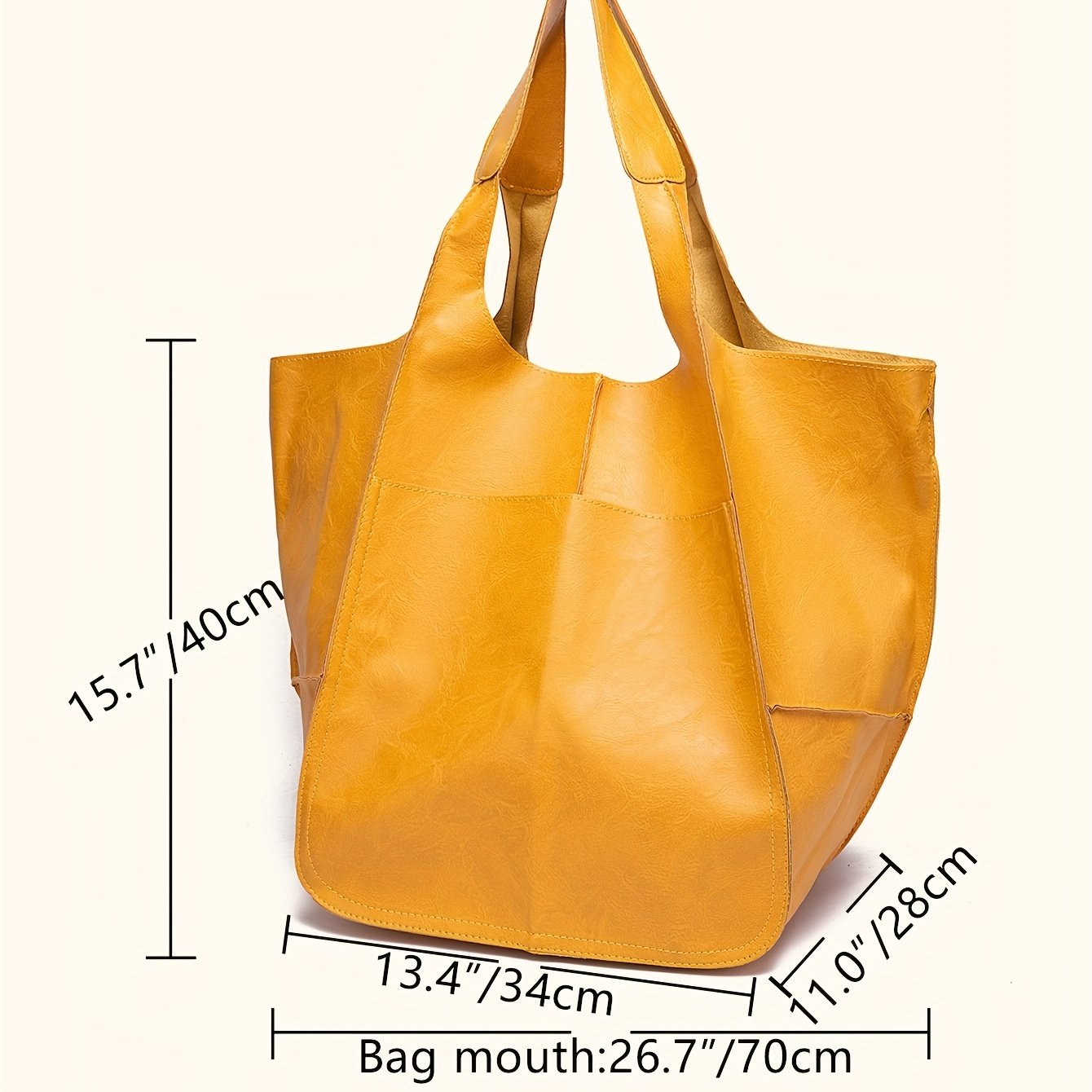 Rretro Big Tote Bag, Solid Color Large-capacity Zipper Shoulder Tote Bags, Multifunction Handbags - Image 7