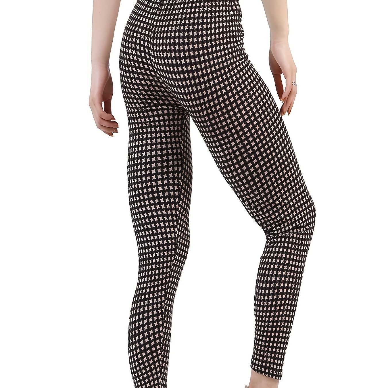 Sexy Plaid Print Leggings, Casual High Waist Elastic Fashion Bottoms Slim Leggings, Women's Clothing - Image 15