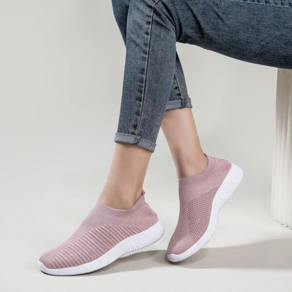 Women's Solid Color Casual Shoes, Lightweight Breathable Slip On Socks Shoes, Low Top Sneakers - Image 45