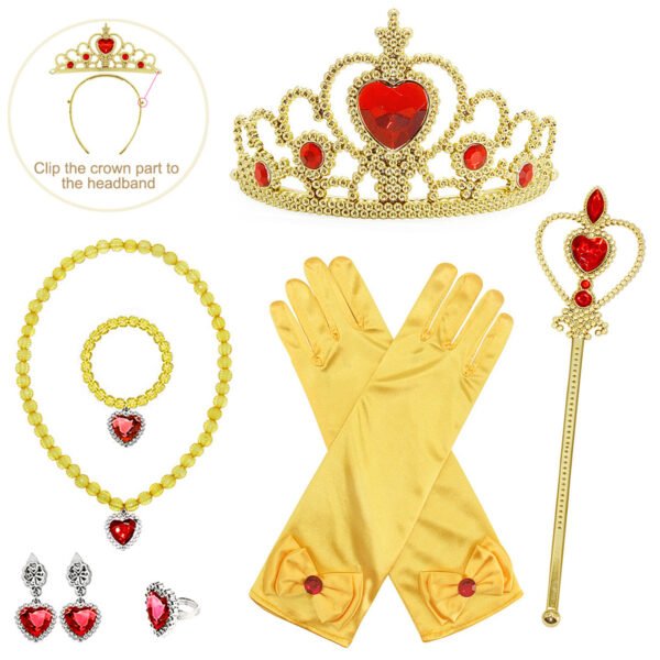 Princess Dress Costume Set for Girls with Crown, Necklace, Ring Jewelry Accessories - Image 19