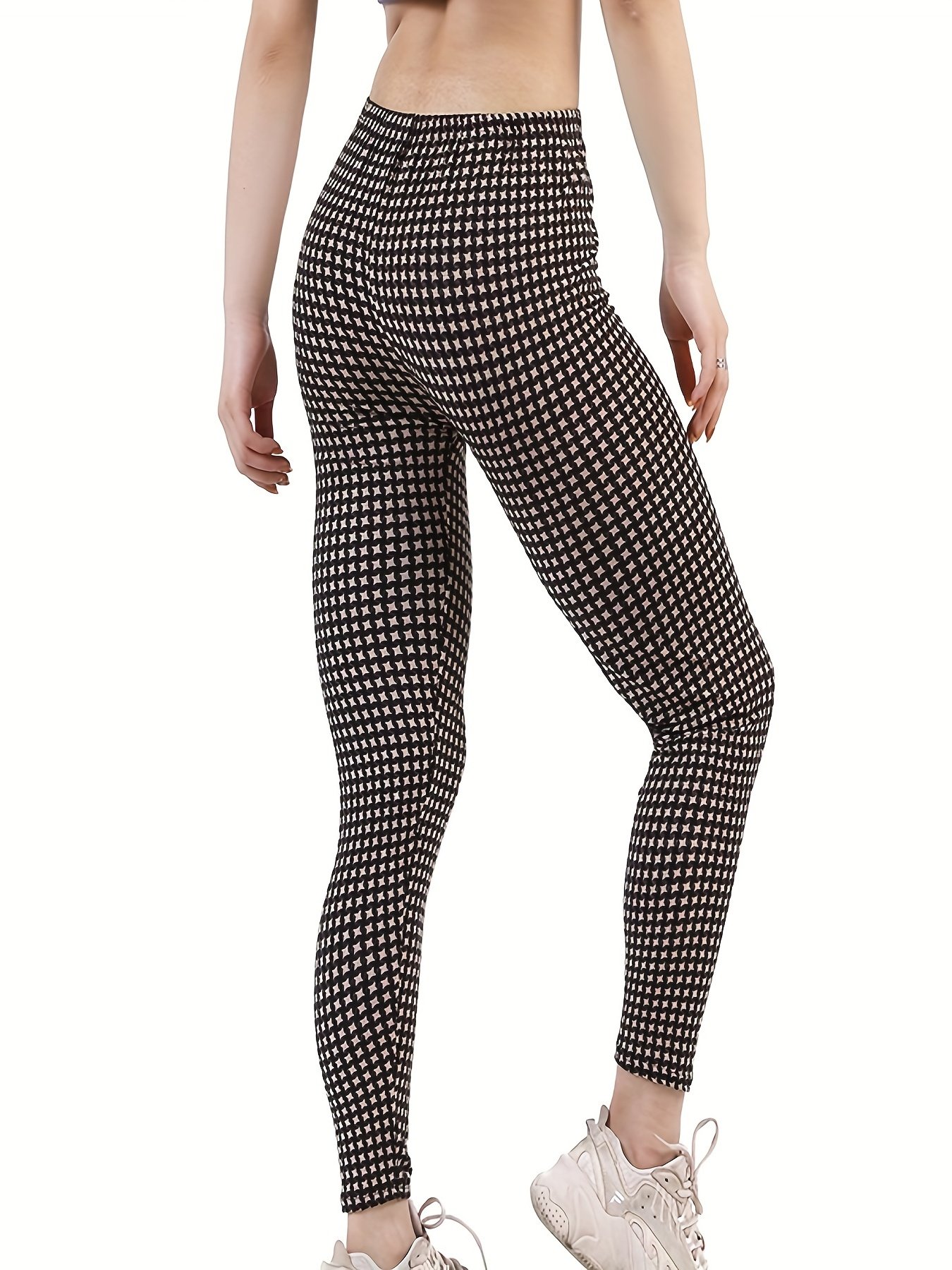 Sexy Plaid Print Leggings, Casual High Waist Elastic Fashion Bottoms Slim Leggings, Women's Clothing - Image 7