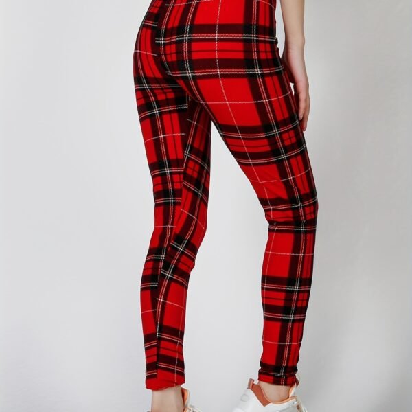 Sexy Plaid Print Leggings, Casual High Waist Elastic Fashion Bottoms Slim Leggings, Women's Clothing - Image 16