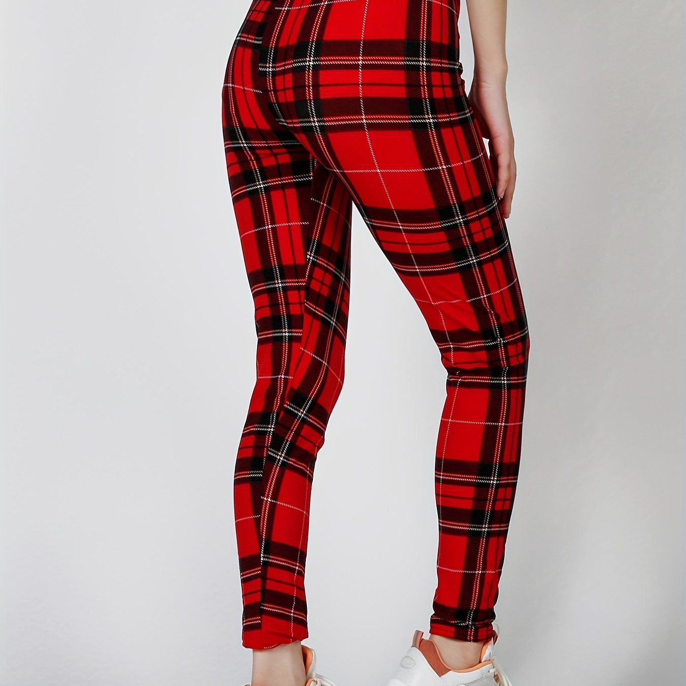 Sexy Plaid Print Leggings, Casual High Waist Elastic Fashion Bottoms Slim Leggings, Women's Clothing - Image 16