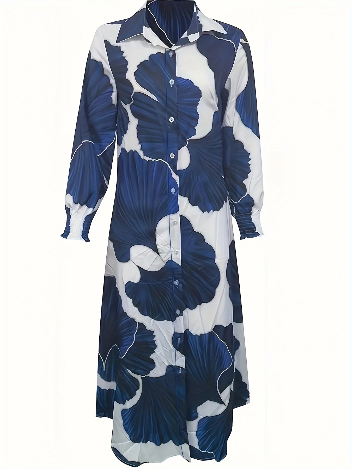 Women's Dresses Casual Elegant Sexy V Neck Button Fashion Loose Long Dress - Image 9