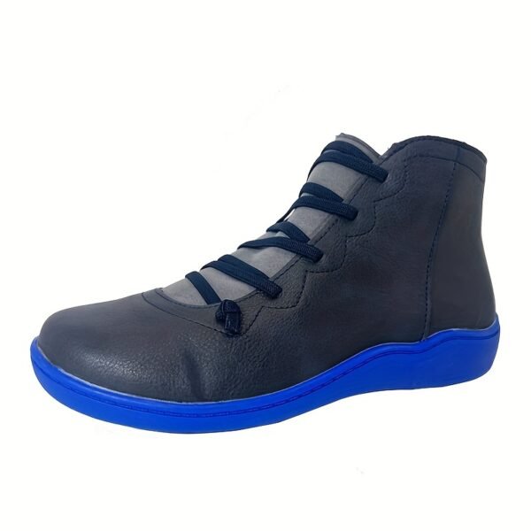 Women's Flat Lace Up High Top Boots, Solid Color Comfortable Zipper Flat Sneakers, Women's Footwear - Image 12
