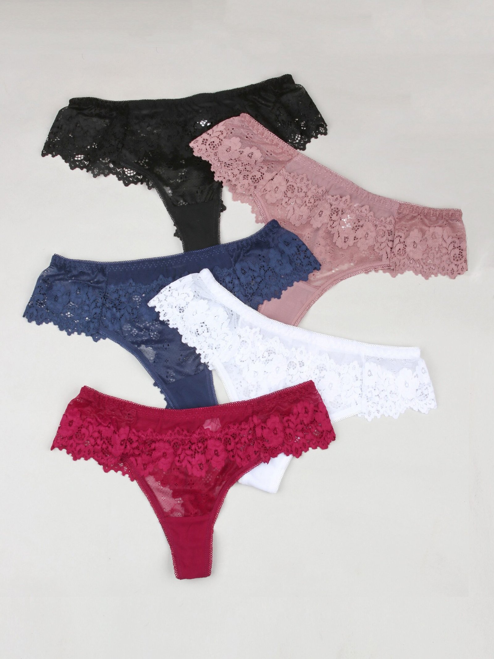 Sexy Brazilian Style Tanga Underwear Women Lace With Mesh Bikini Hipster Panty Breathable Transparent Low Waist Lingerie 5PCS/LOT - Image 2