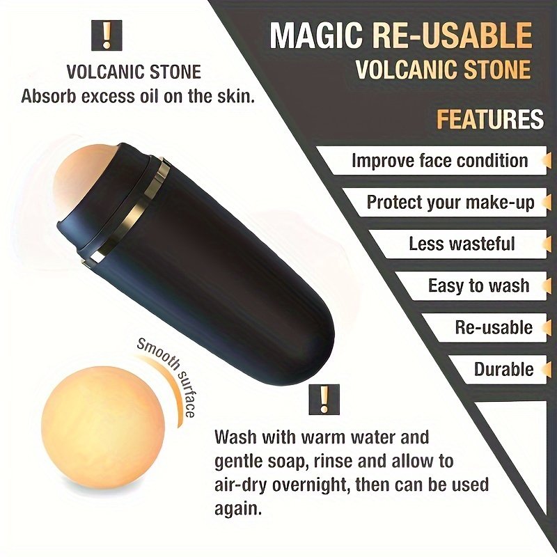 Unisex Adult Unscented Alcohol-Free Face Roller with Volcanic Stone for Pore Minimization and Oil Control - Ideal for Oily Skin, Beauty Tool|Minimalist Design|Smooth Skin Tool - Image 8