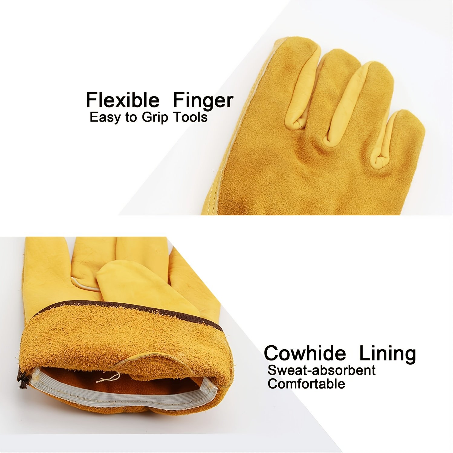 1 Pair Of Leather Work Gloves, Flexible Grip Tough Cowhide Gardening Gloves For Wood Cutting/Construction/Truck Driving/Garden/Yard Working For Men And Women - Image 3