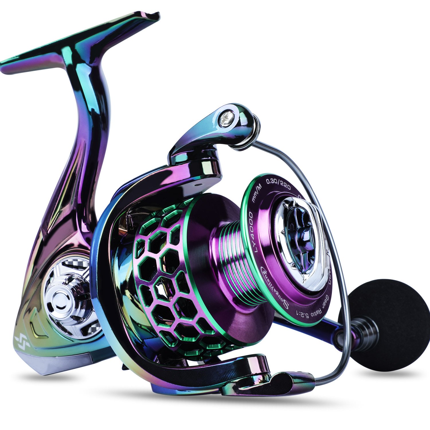 Sougayilang Ultra Smooth Spinning Fishing Reel, 13+1BB, Lightweight Aluminum Alloy, Ambidextrous Handle, Vibrant Iridescent Finish - Ideal for Freshwater & Saltwater Fishing, Fishing Gear - Image 5