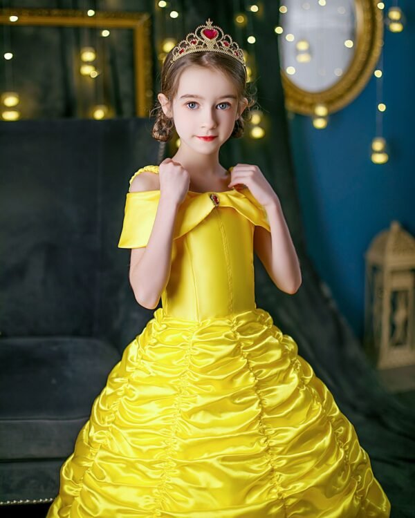 Princess Dress Costume Set for Girls with Crown, Necklace, Ring Jewelry Accessories - Image 22