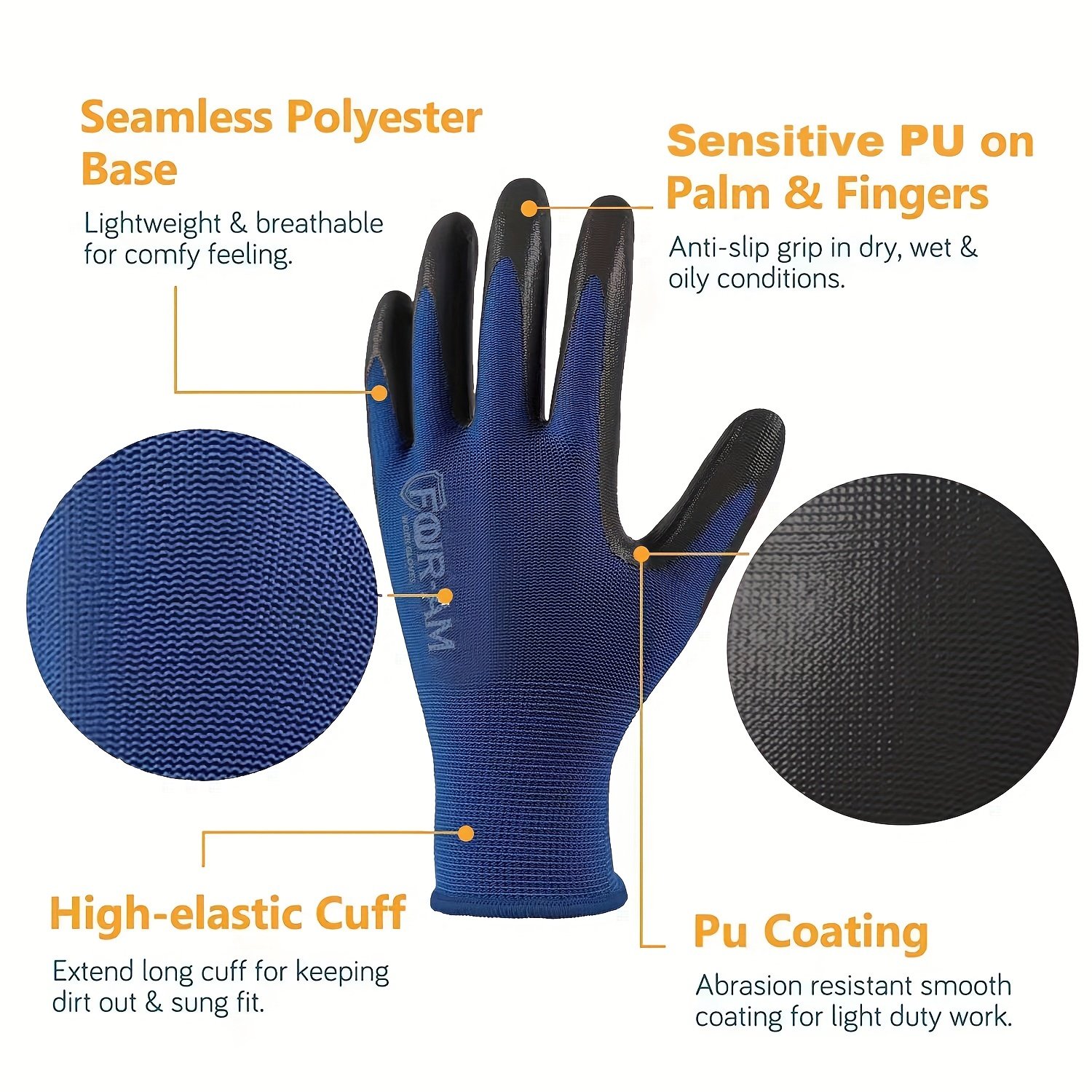 12 Pairs Ultra-Thin Safety Work Gloves - Superior Non-Slip Grip with Comfortable Elastic Knit Wrist Cuff for Effortless Daily Tasks! - Image 6