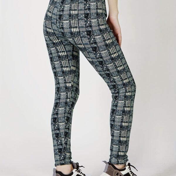 Sexy Plaid Print Leggings, Casual High Waist Elastic Fashion Bottoms Slim Leggings, Women's Clothing - Image 12