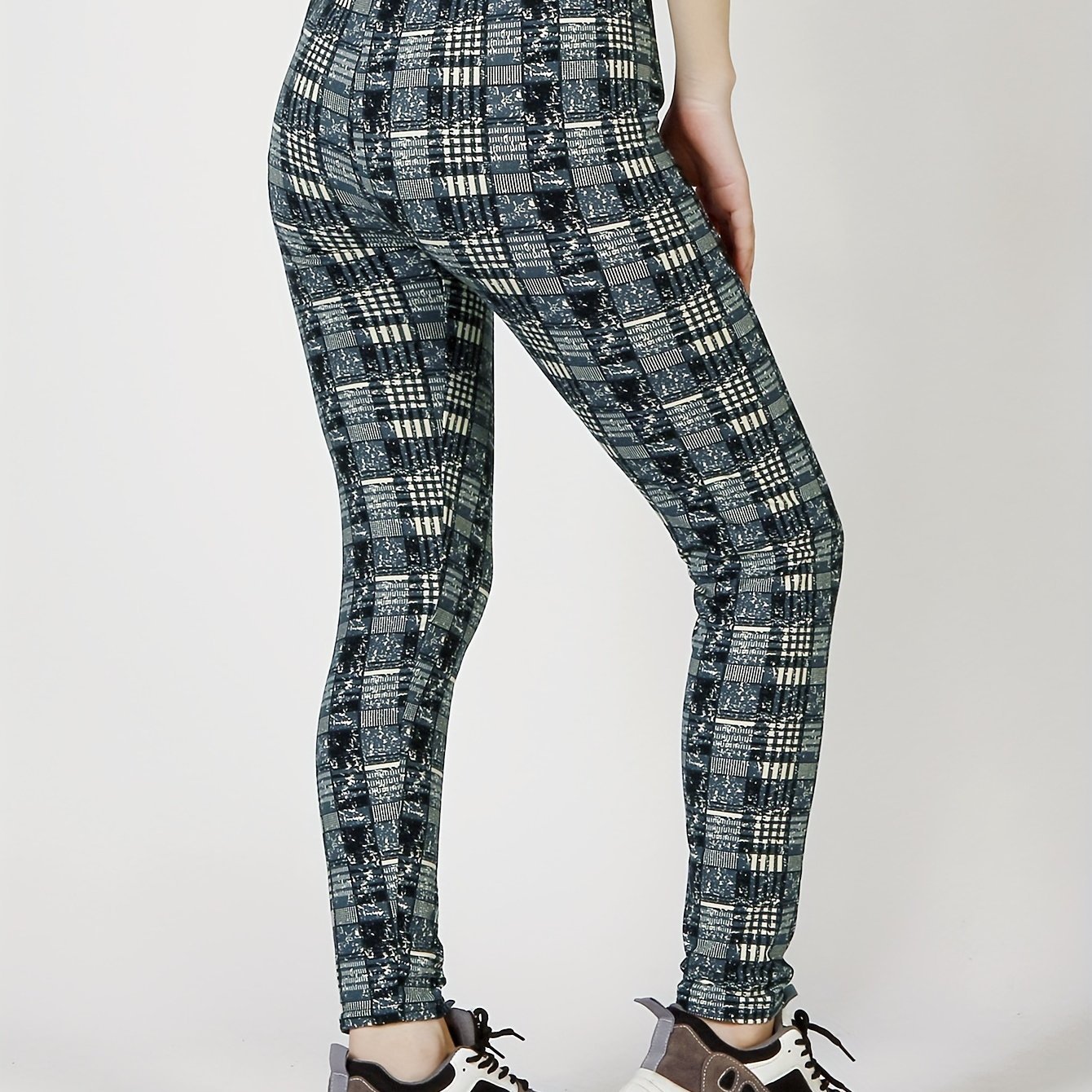 Sexy Plaid Print Leggings, Casual High Waist Elastic Fashion Bottoms Slim Leggings, Women's Clothing - Image 12