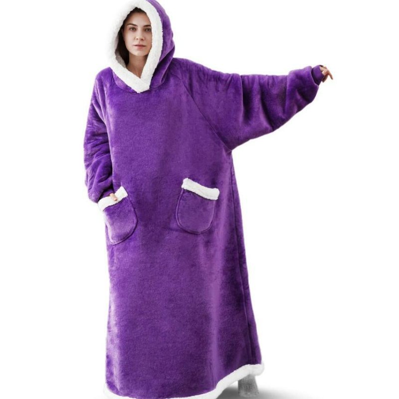 1pc Cozy Flannel Hoodie Blanket with Sleeves - Soft, Warm, and Fleece-Lined for Ultimate Comfort - Perfect for Winter, TV Nights, and Outdoor Activities - Image 13