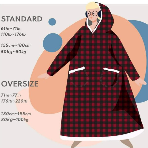 1pc Cozy Flannel Hoodie Blanket with Sleeves - Soft, Warm, and Fleece-Lined for Ultimate Comfort - Perfect for Winter, TV Nights, and Outdoor Activities - Image 11
