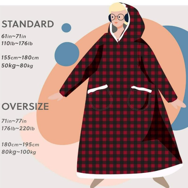 1pc Cozy Flannel Hoodie Blanket with Sleeves - Soft, Warm, and Fleece-Lined for Ultimate Comfort - Perfect for Winter, TV Nights, and Outdoor Activities - Image 11