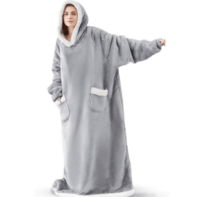 1pc Cozy Flannel Hoodie Blanket with Sleeves - Soft, Warm, and Fleece-Lined for Ultimate Comfort - Perfect for Winter, TV Nights, and Outdoor Activities - Image 10
