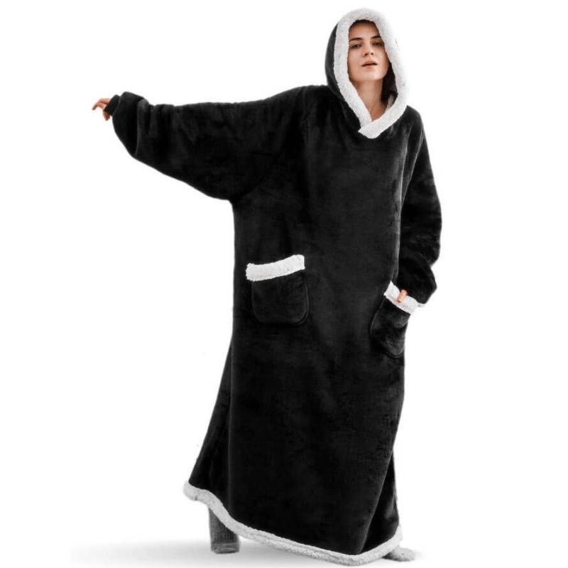 1pc Cozy Flannel Hoodie Blanket with Sleeves - Soft, Warm, and Fleece-Lined for Ultimate Comfort - Perfect for Winter, TV Nights, and Outdoor Activities - Image 5