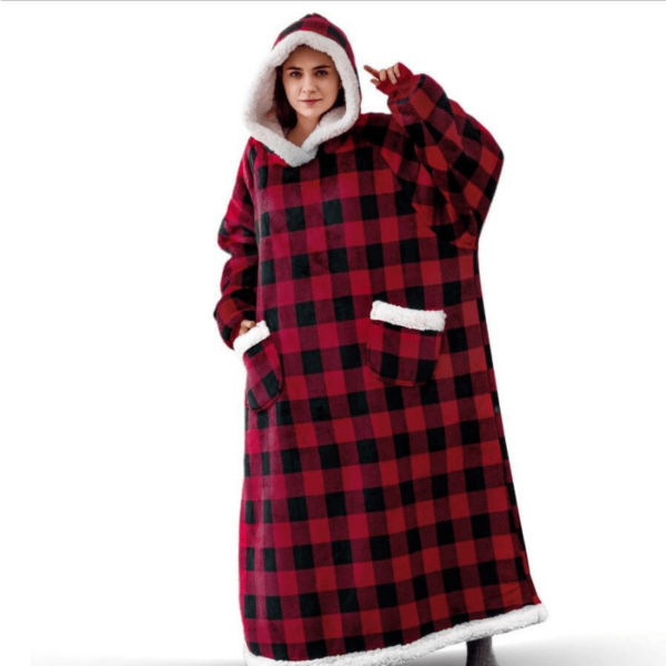 1pc Cozy Flannel Hoodie Blanket with Sleeves - Soft, Warm, and Fleece-Lined for Ultimate Comfort - Perfect for Winter, TV Nights, and Outdoor Activities - Image 15