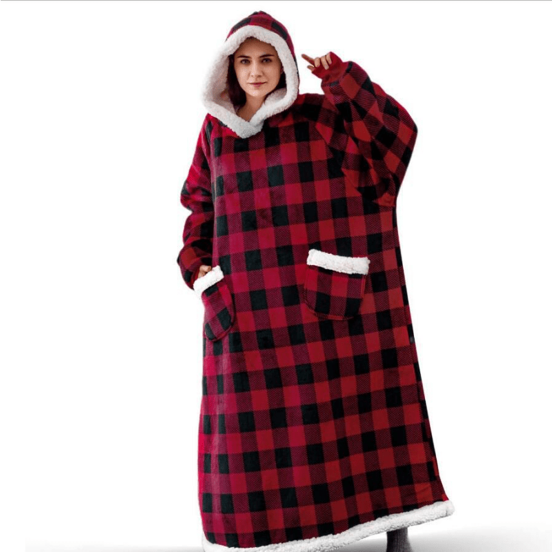 1pc Cozy Flannel Hoodie Blanket with Sleeves - Soft, Warm, and Fleece-Lined for Ultimate Comfort - Perfect for Winter, TV Nights, and Outdoor Activities - Image 15