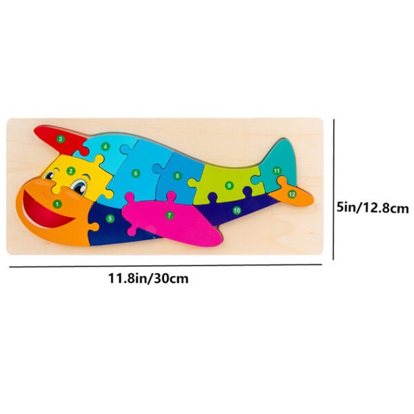 Rectangle Puzzle, Wooden Puzzle For Children, Animals Puzzles Dinosaur Crocodile Caterpillar Giraffe, Colorful Wood Numbered Puzzles Kid Preschool Learning Educational Toys - Image 18