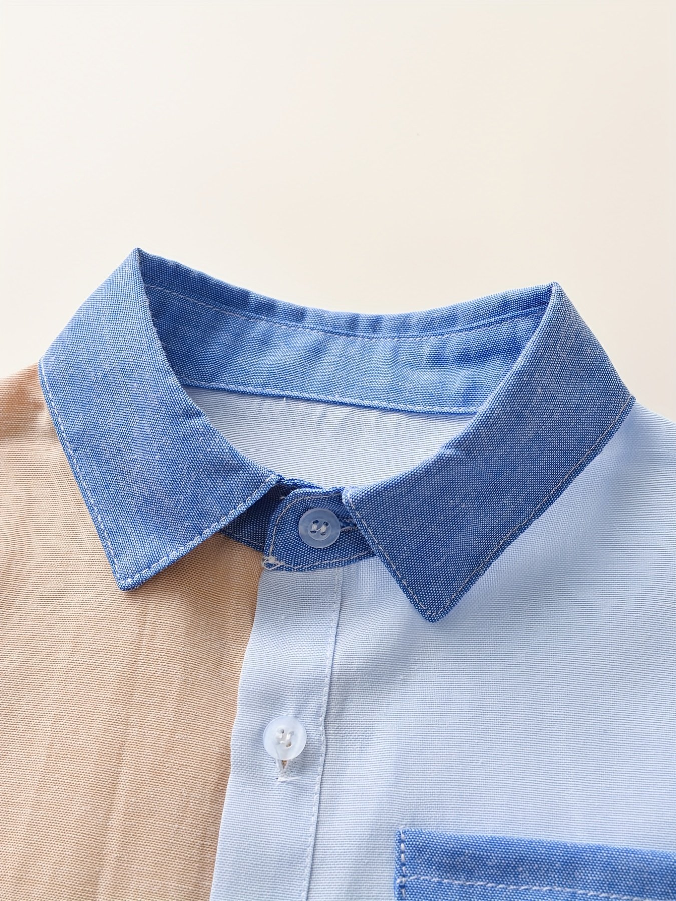 Stylish Boys' Color Block Long Sleeve Button Down Shirt - Casual Lapel Design, Breathable Fabric, Relaxed Fit, Perfect for School, Party, or Everyday Wear - Image 8