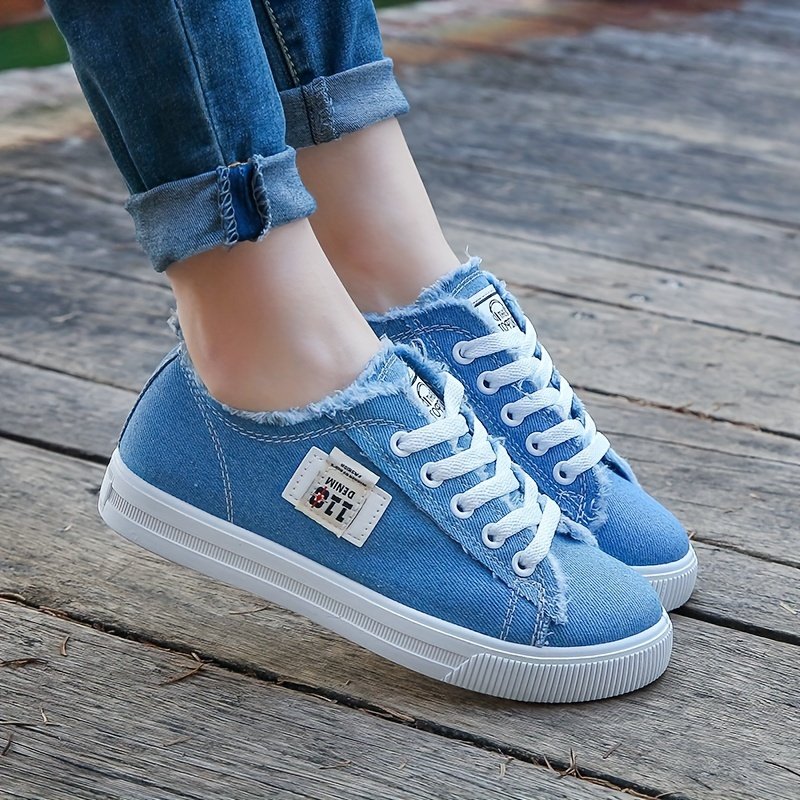 Women's Classic Canvas Flat Shoes, Solid Color Lace Up Low-top Casual Shoes, Women's Comfy Footwear - Image 9