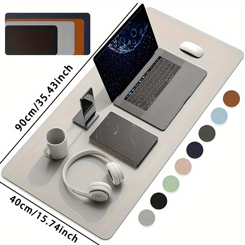 1pc Executive Desk Mat - Waterproof PU Leather, Large Mouse Pad with Keyboard Protection - Durable PC Gaming Mousepad, Home Office Accessories - Image 2