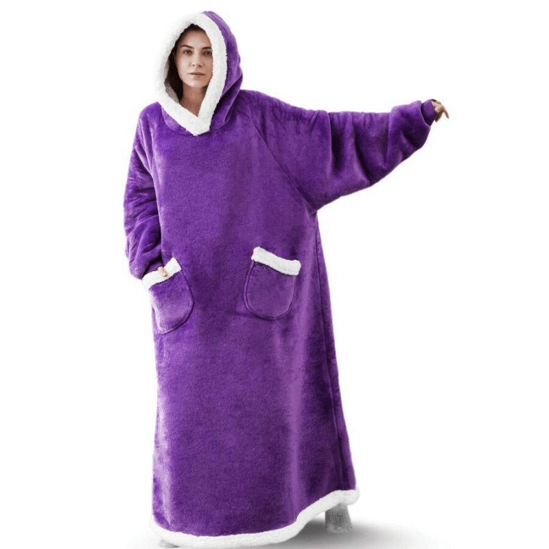 1pc Cozy Flannel Hoodie Blanket with Sleeves - Soft, Warm, and Fleece-Lined for Ultimate Comfort - Perfect for Winter, TV Nights, and Outdoor Activities - Image 14