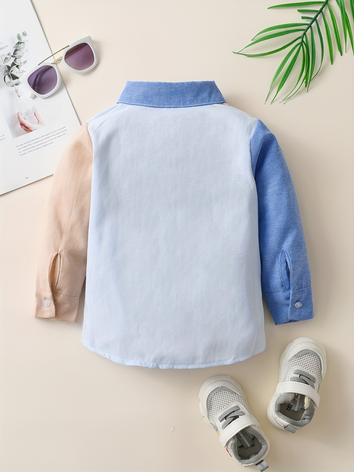 Stylish Boys' Color Block Long Sleeve Button Down Shirt - Casual Lapel Design, Breathable Fabric, Relaxed Fit, Perfect for School, Party, or Everyday Wear - Image 5
