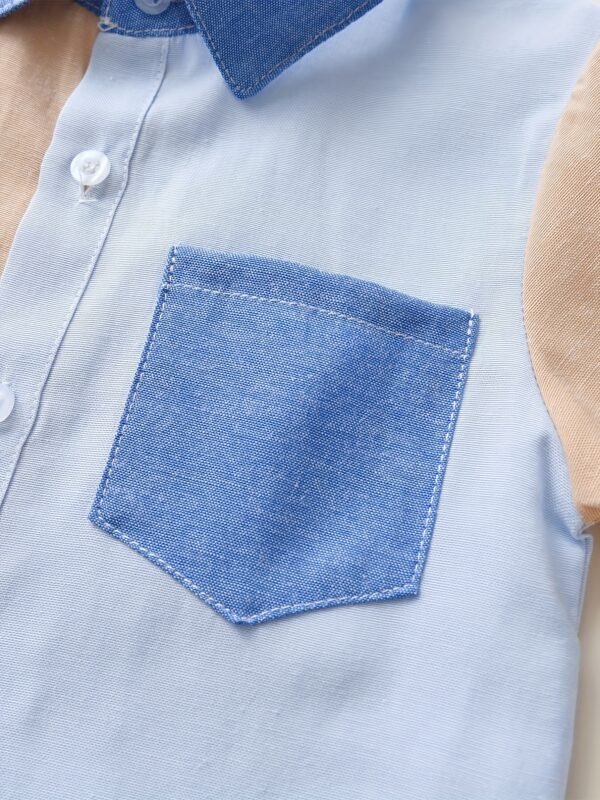 Stylish Boys' Color Block Long Sleeve Button Down Shirt - Casual Lapel Design, Breathable Fabric, Relaxed Fit, Perfect for School, Party, or Everyday Wear - Image 19