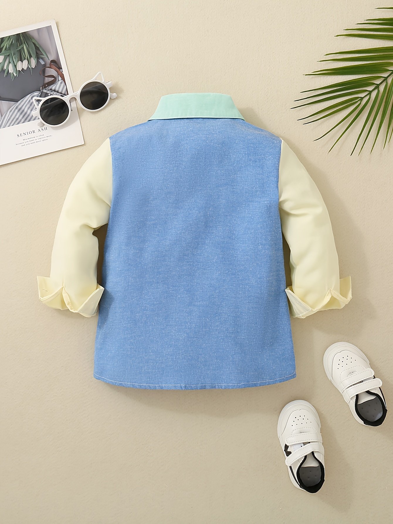 Stylish Boys' Color Block Long Sleeve Button Down Shirt - Casual Lapel Design, Breathable Fabric, Relaxed Fit, Perfect for School, Party, or Everyday Wear - Image 4