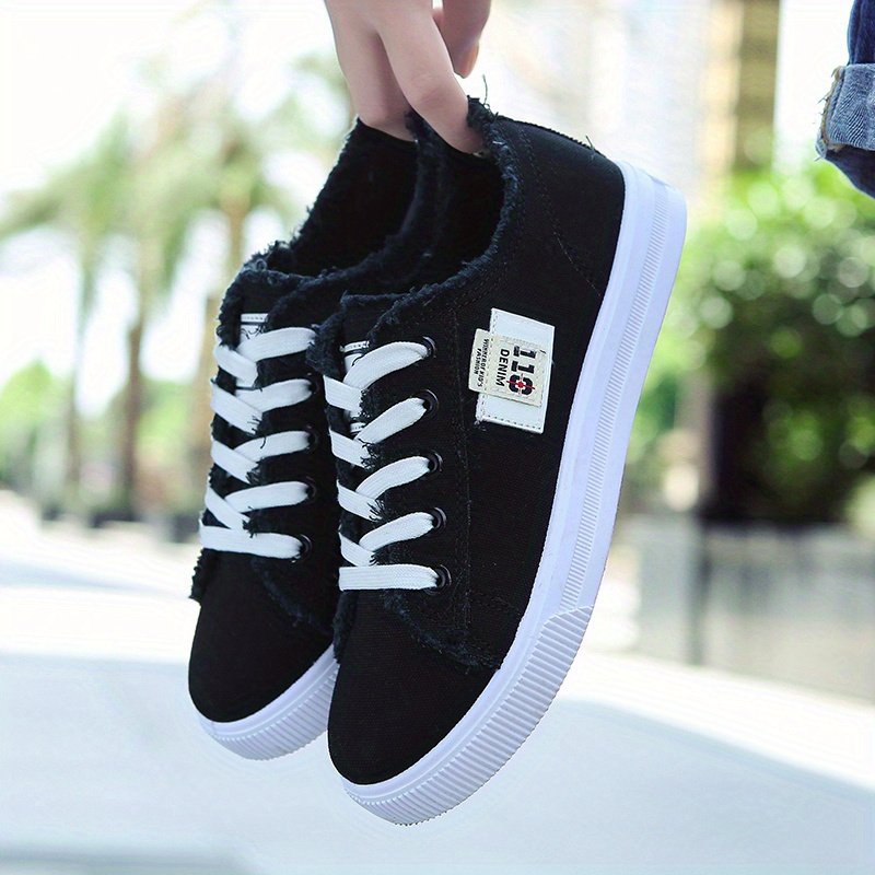Women's Classic Canvas Flat Shoes, Solid Color Lace Up Low-top Casual Shoes, Women's Comfy Footwear - Image 32