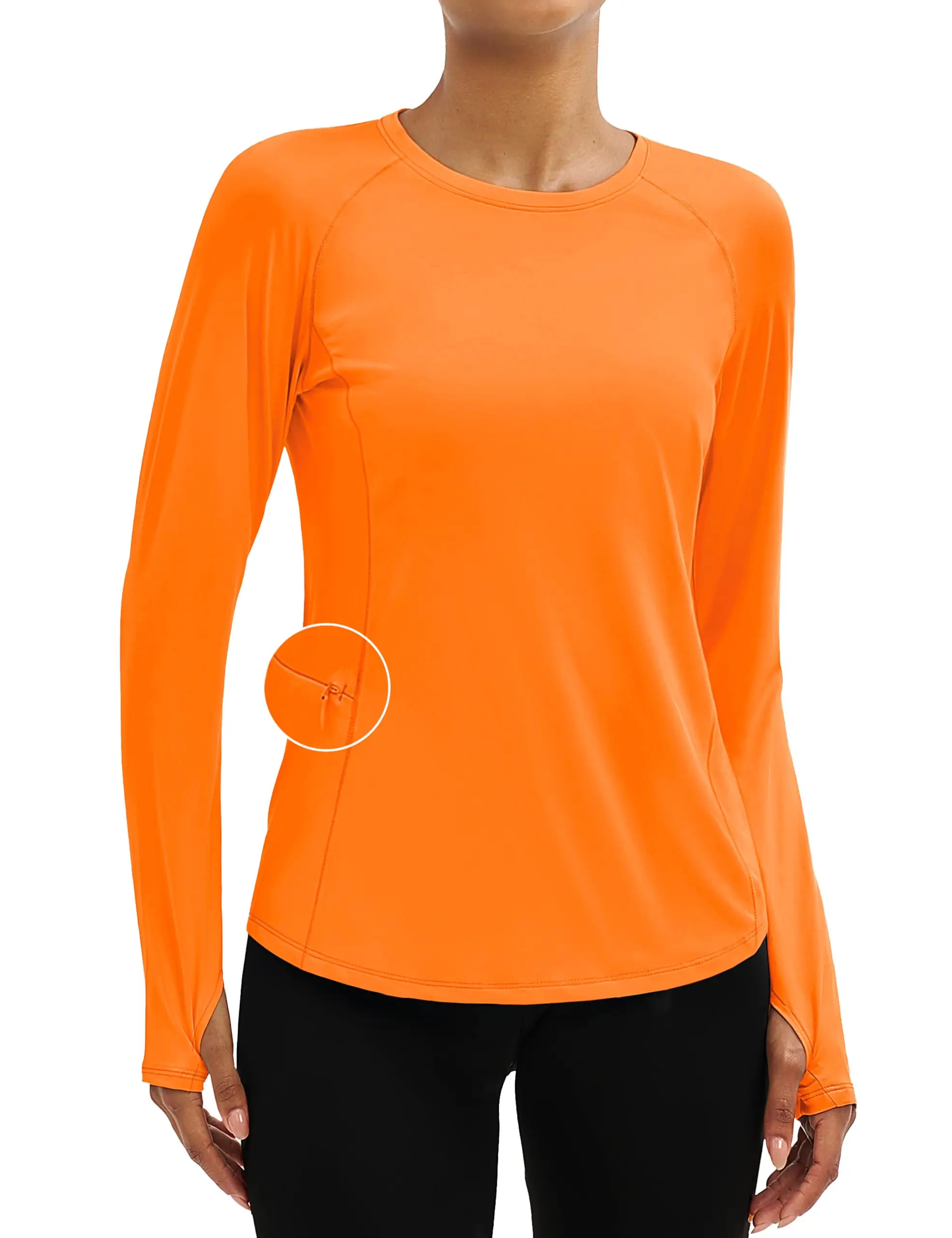 TACVASEN UPF80+ Long Sleeve Crewneck T-shirts Womens Outdoor Basic Tops Sun Protection Zipper Pocket Breathable Lightweight Tees - Image 11