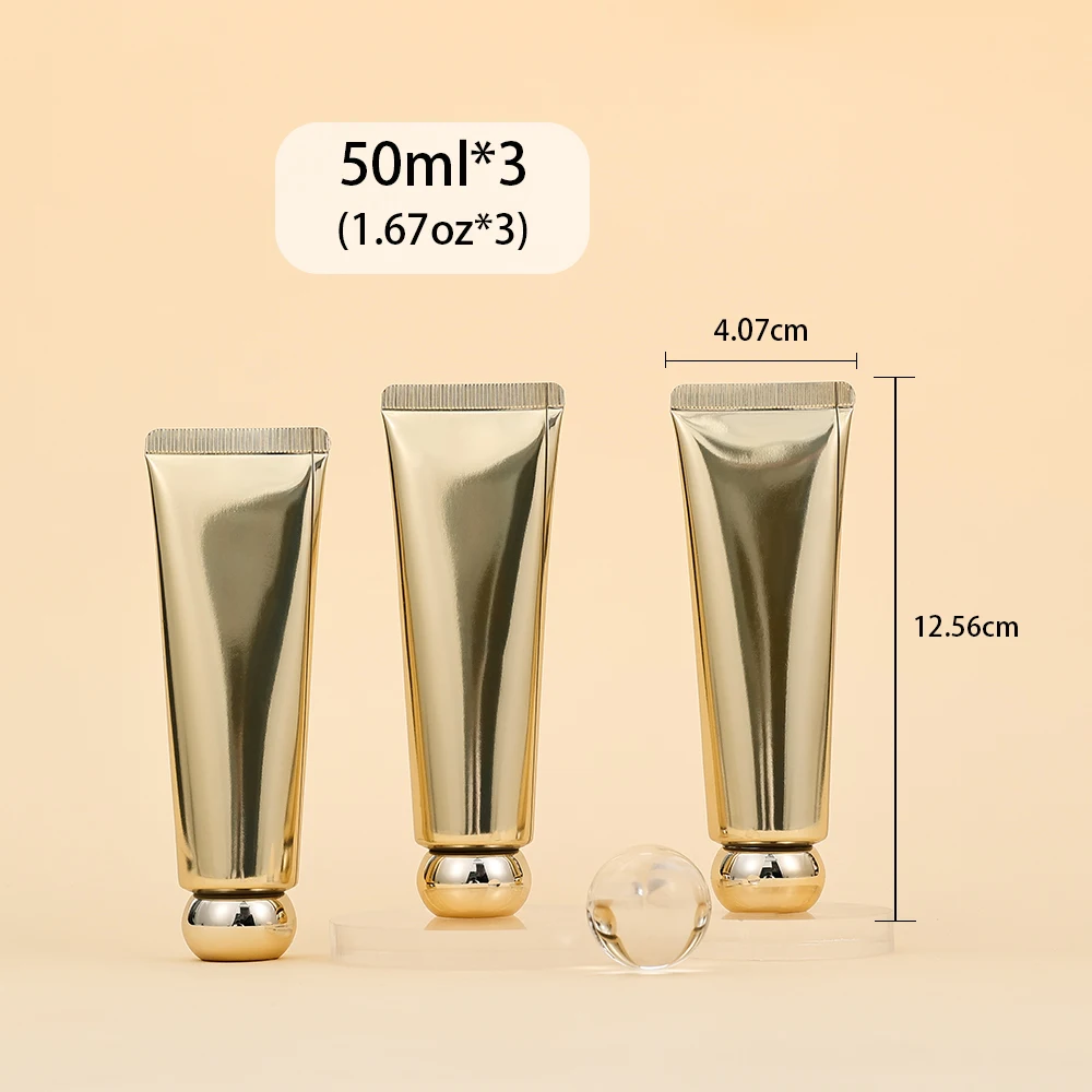 3pcs Gold 50ml Empty Refillable Plastic Soft Tubes Squeezable Bottle Packing Cosmetic For Facial Cleaner Lotion Hand Cream - Image 6