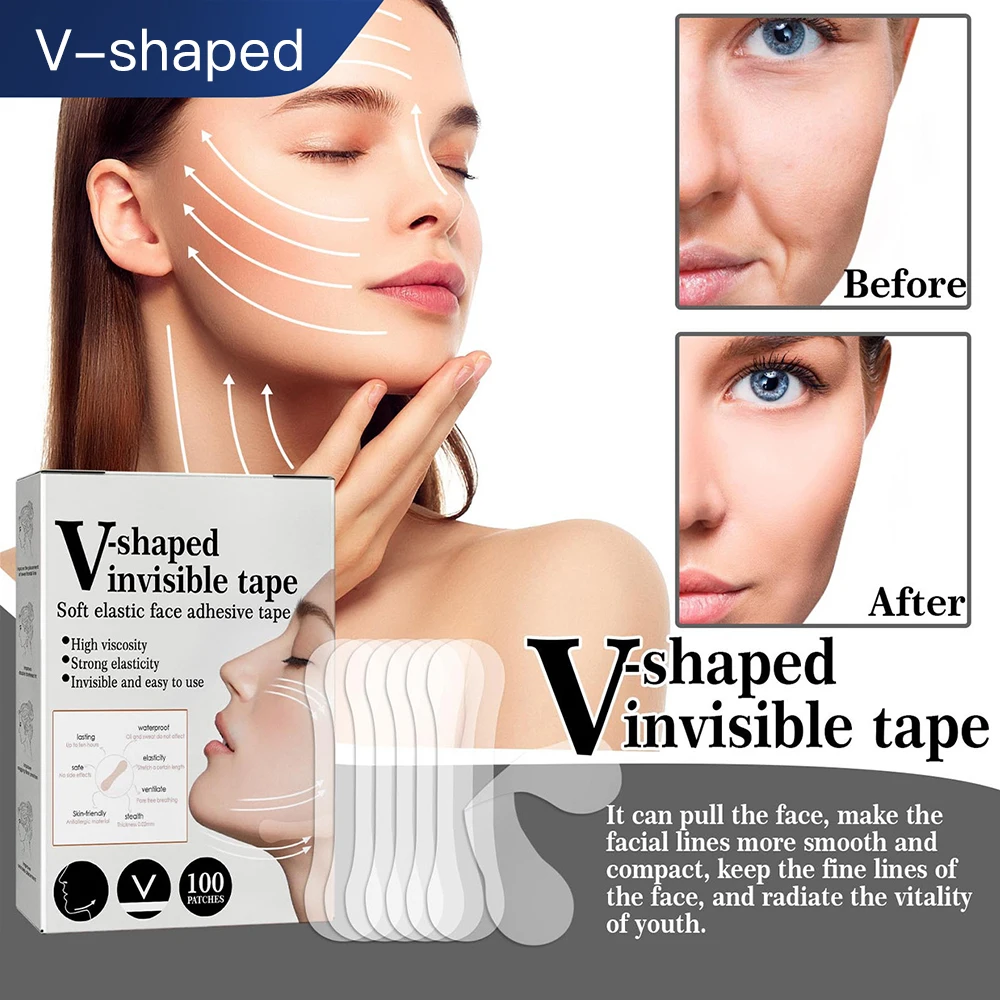 100Pcs Face Lift Invisible Tapes for Face V Line Eyes Lifting Wrinkle Remover Tighten Chin Tape V-Shaped Facial Skin Care Tool - Image 7