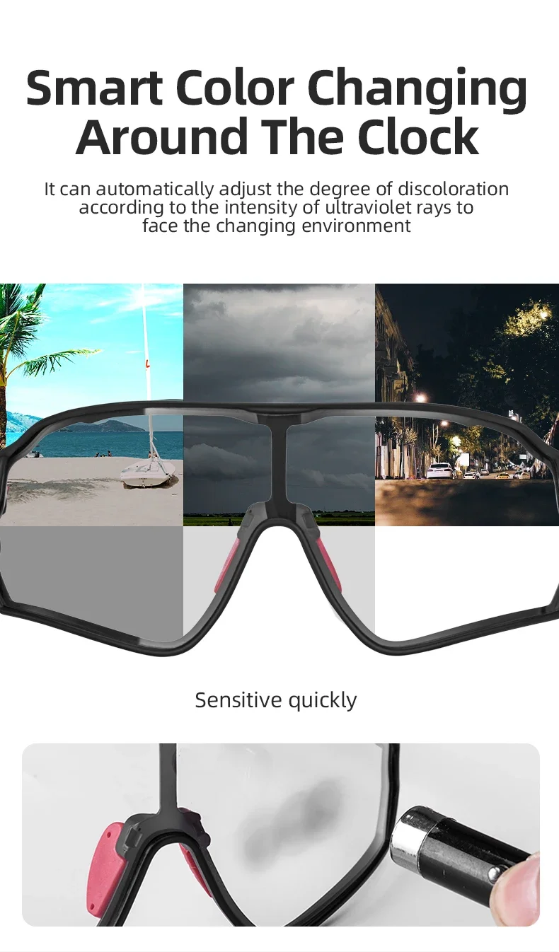 ROCKBROS Photochromic Bike Glasses UV400 Sun Protection Goggles Bicycle Sunglasses Sports Men Women Outdoor Eyewear - Image 18