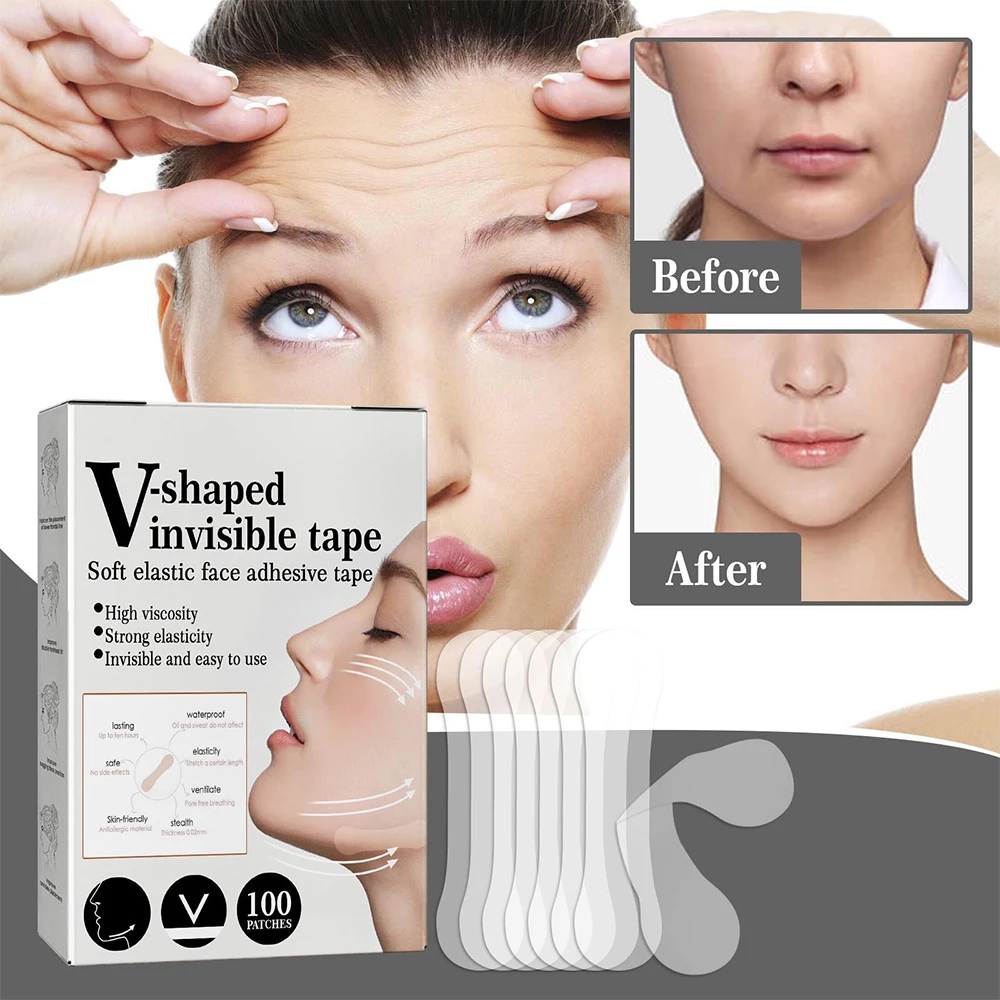100Pcs Face Lift Invisible Tapes for Face V Line Eyes Lifting Wrinkle Remover Tighten Chin Tape V-Shaped Facial Skin Care Tool - Image 8