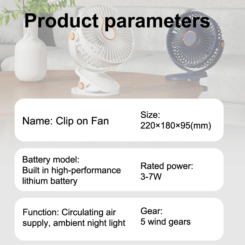 Portable Desktop Mini Clip Cooling Fan For Stroller Home Office Summer Hanging Wind Air Cooler Long Battery Life High Speed - Image 24
