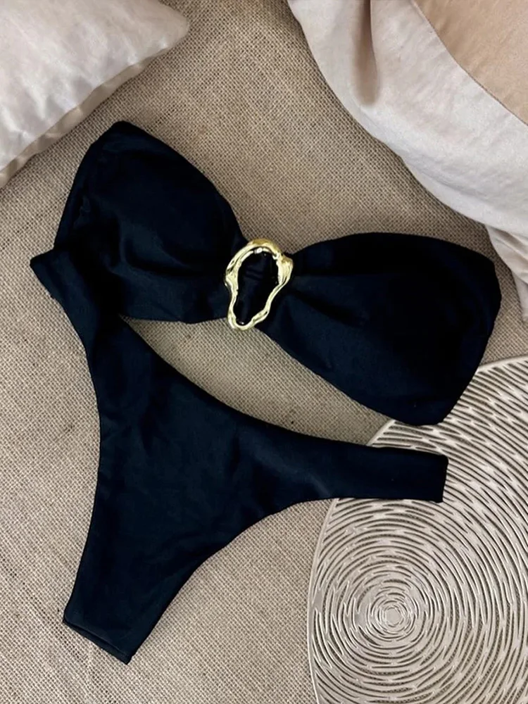UETEEY 2025 New Summer Swimwear Bikini Set Sexy Solid Strapless Bikini 2 Piece Set Women Split Swimsuit Low Waist Beach Bikini - Image 15