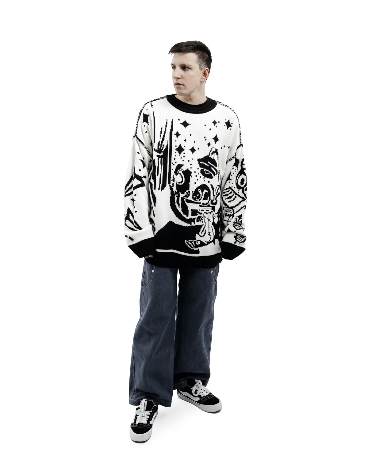 Oversized Sweaters Men Women Harajuku Anime Girl Graffiti Vintage Knitted Sweater lo-fi Winter Unisex Cotton Pullover Streetwear - Image 25