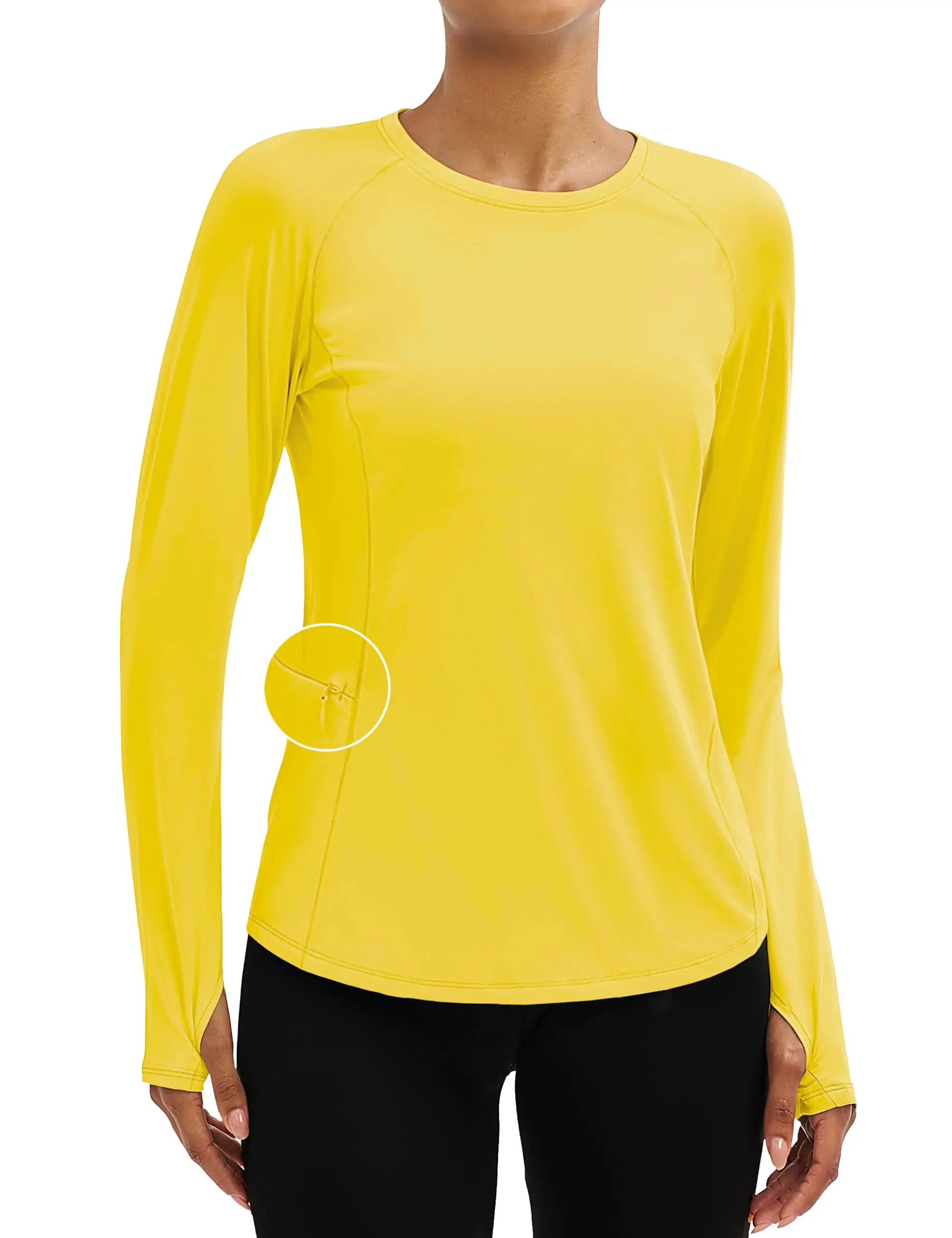TACVASEN UPF80+ Long Sleeve Crewneck T-shirts Womens Outdoor Basic Tops Sun Protection Zipper Pocket Breathable Lightweight Tees - Image 10