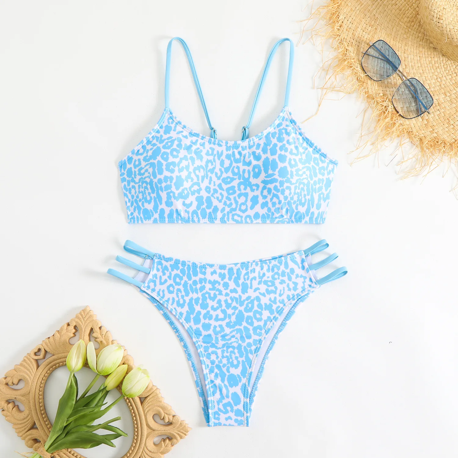 2025 New Summer Swimwear Bikini Set Sexy Leopard Spaghetti Strap Bikini 2 Piece Set Women Split Swimsuit High Waist Beach Bikini - Image 35