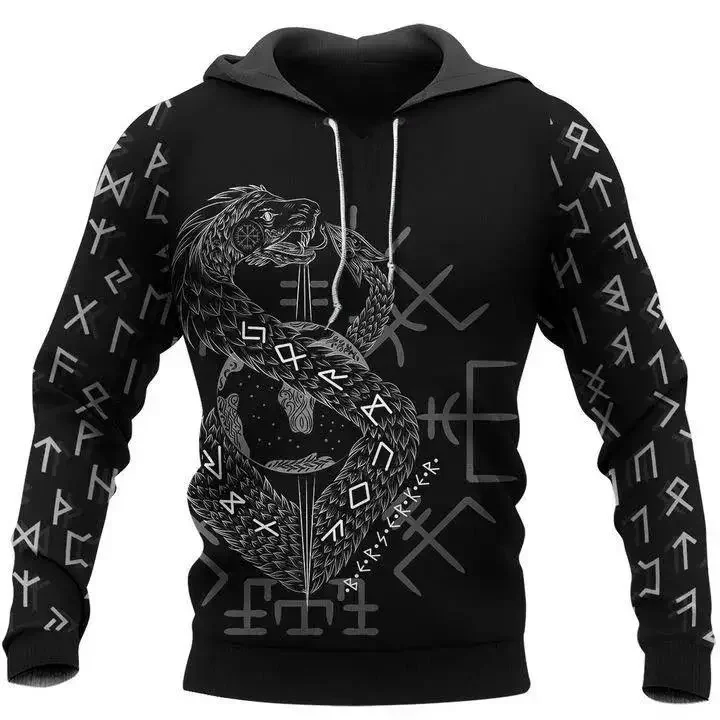 2023 New Autumn Men's Hoodie Wolf Print 3D Sweatshirts Urban Trendy All-Match Oversized Tops Poleron Hooded Clothes Men Clothing - Image 9