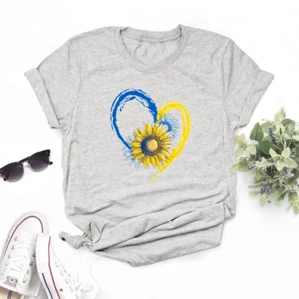 Ukraine Flag Sunflower Vintage Ukrainian Ukraine Print Women Graphic T Shirt Summer Casual Oversized T Shirt - Image 2