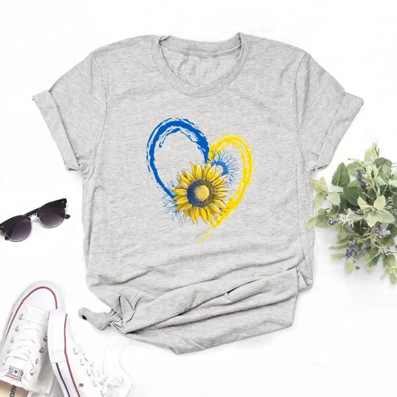 Ukraine Flag Sunflower Vintage Ukrainian Ukraine Print Women Graphic T Shirt Summer Casual Oversized T Shirt - Image 2