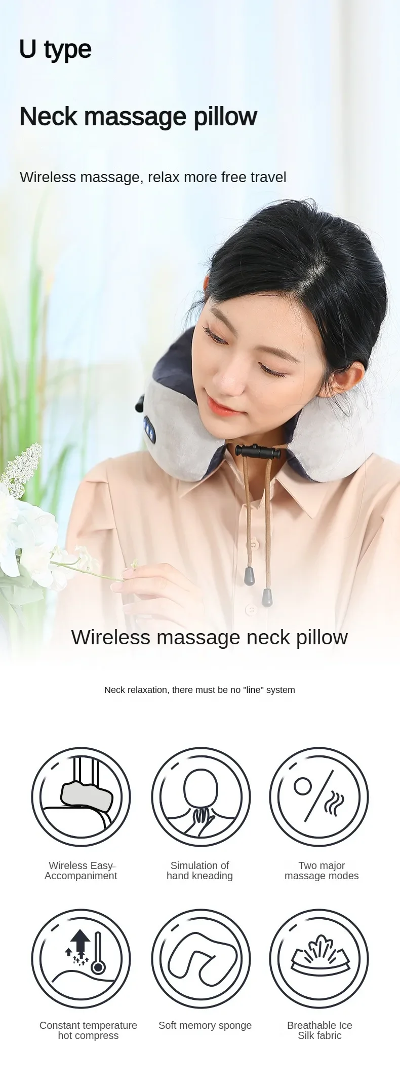 Rechargeable Neck Massager U shaped Pillow Multifunctional Portable Shoulder Cervical Massager Outdoor Home Car Relaxing Massage - Image 12
